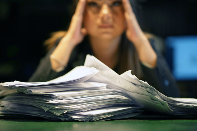 Close-up of office worker is distressed