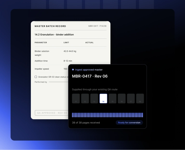 Approved master batch record